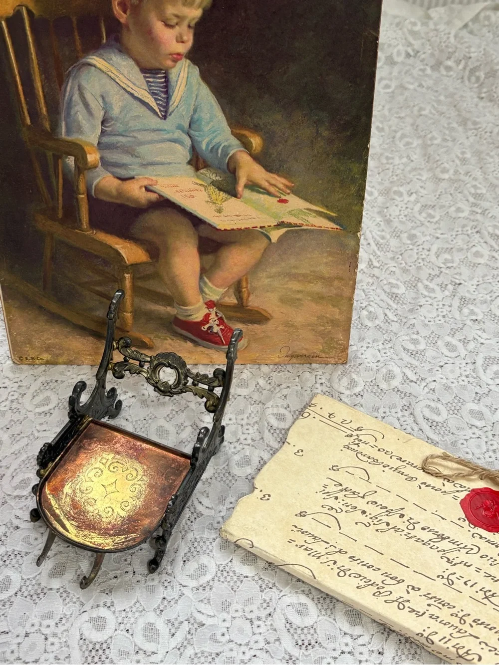 Source Unknown Black and Gold Miniature Chair Picture Frame Accent